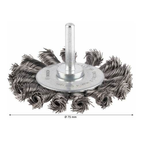 Brosse circulaire 75 mm à fils d'acier torsadés 0,5 mm 75 mm, 0,5 mm, 13 mm