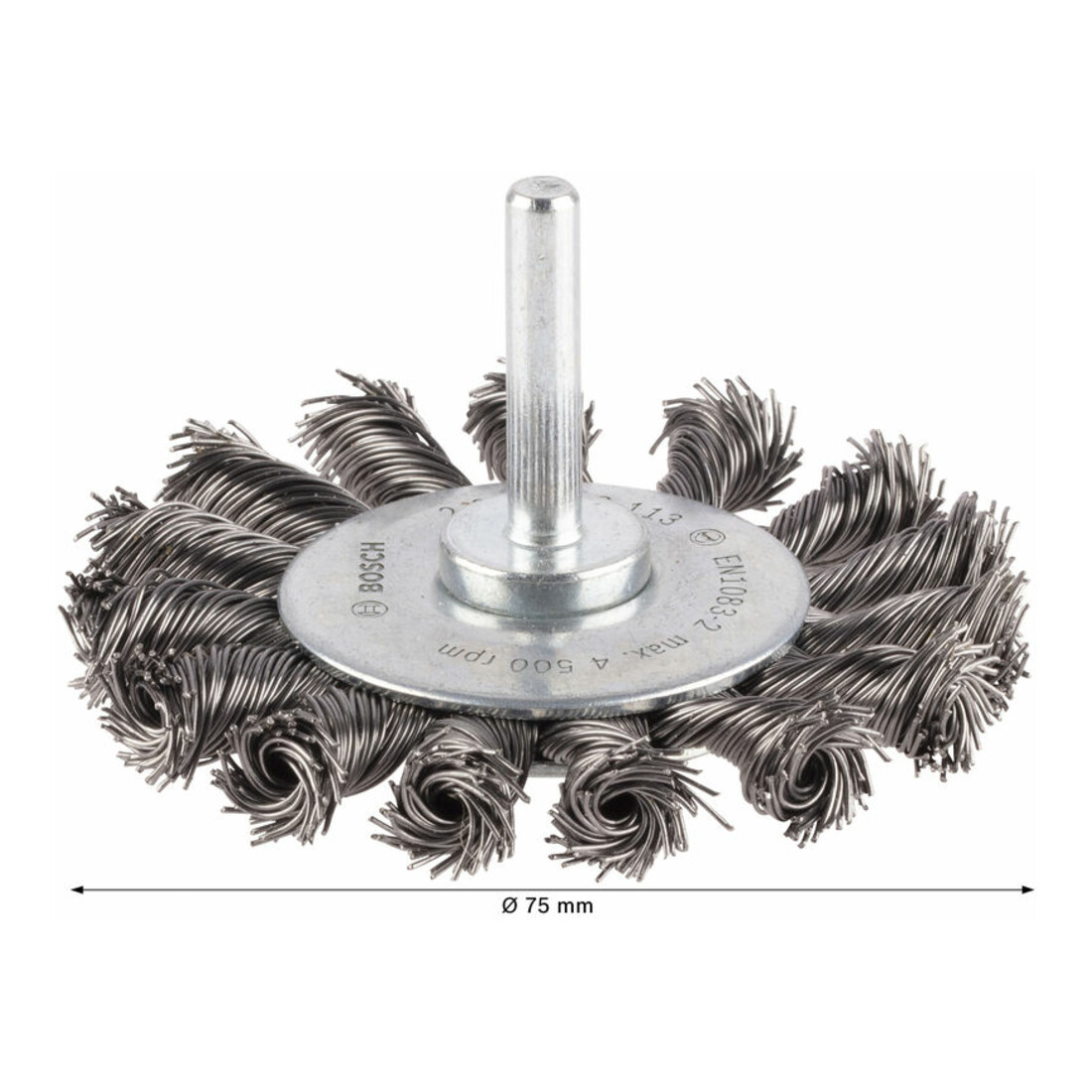 Brosse circulaire 75 mm à fils d'acier torsadés 0,5 mm 75 mm, 0,5 mm, 13 mm