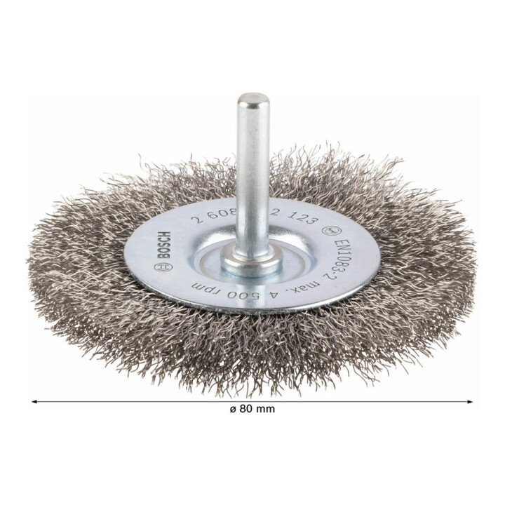 Brosse circulaire 80 mm à fils d'inox ondulés 0,2 mm 80 mm, 0,2 mm, 4 mm