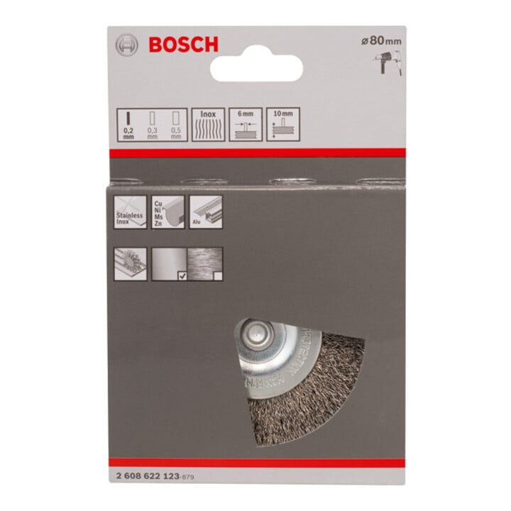 Brosse circulaire 80 mm à fils d'inox ondulés 0,2 mm 80 mm, 0,2 mm, 4 mm