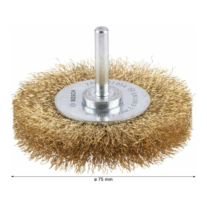 Brosse circulaire Bosch 75 mm à fils ondulés et laitonnés
