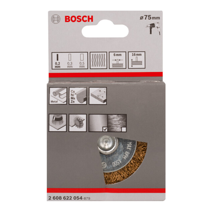 Brosse circulaire Bosch 75 mm à fils ondulés et laitonnés