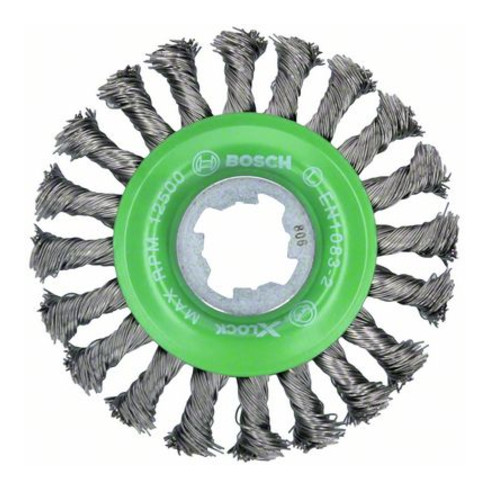 Brosse circulaire en acier inoxydable X-LOCK 115 fils torsadés 115 mm, 0,5 mm, X-LOCK