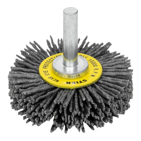 Brosse circulaire STIER Ø 50 mm, diamètre de queue 6 mm, 1,1 mm, ondulée, carbure de silicium