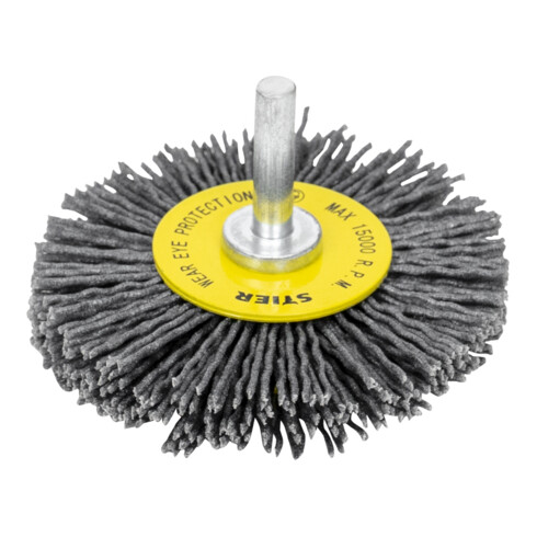 Brosse circulaire STIER Ø 70 mm, diamètre de queue 6 mm, 1,1 mm, ondulée, carbure de silicium