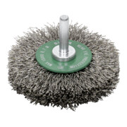 Brosse circulaire STIER, diamètre de queue 6 mm, 0,3 mm, ondulée, acier inoxydable