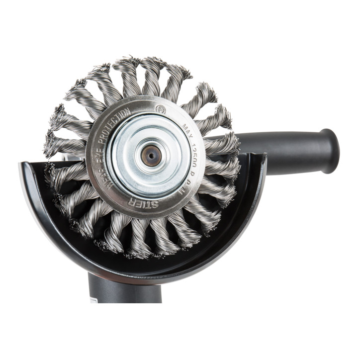 Brosse circulaire STIER Ø 115 mm, diamètre d'alésage 22,2 mm, 0,5 mm, ondulée, inox
