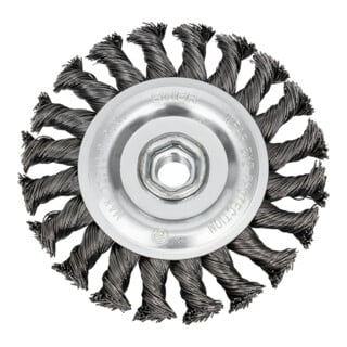 Brosse circulaire STIER Ø 115 mm, M14, 0,5 mm, torsadée, acier