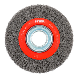 Brosse ronde STIER 0,35 mm, ondulée, acier