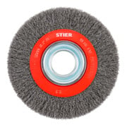 Brosse circulaire STIER Ø 200 mm, diamètre d'alésage 32 mm, 0,35 mm, ondulée, acier