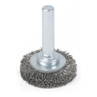 STIER Brosse de roue, tige Ø 6 mm, sertie, acier