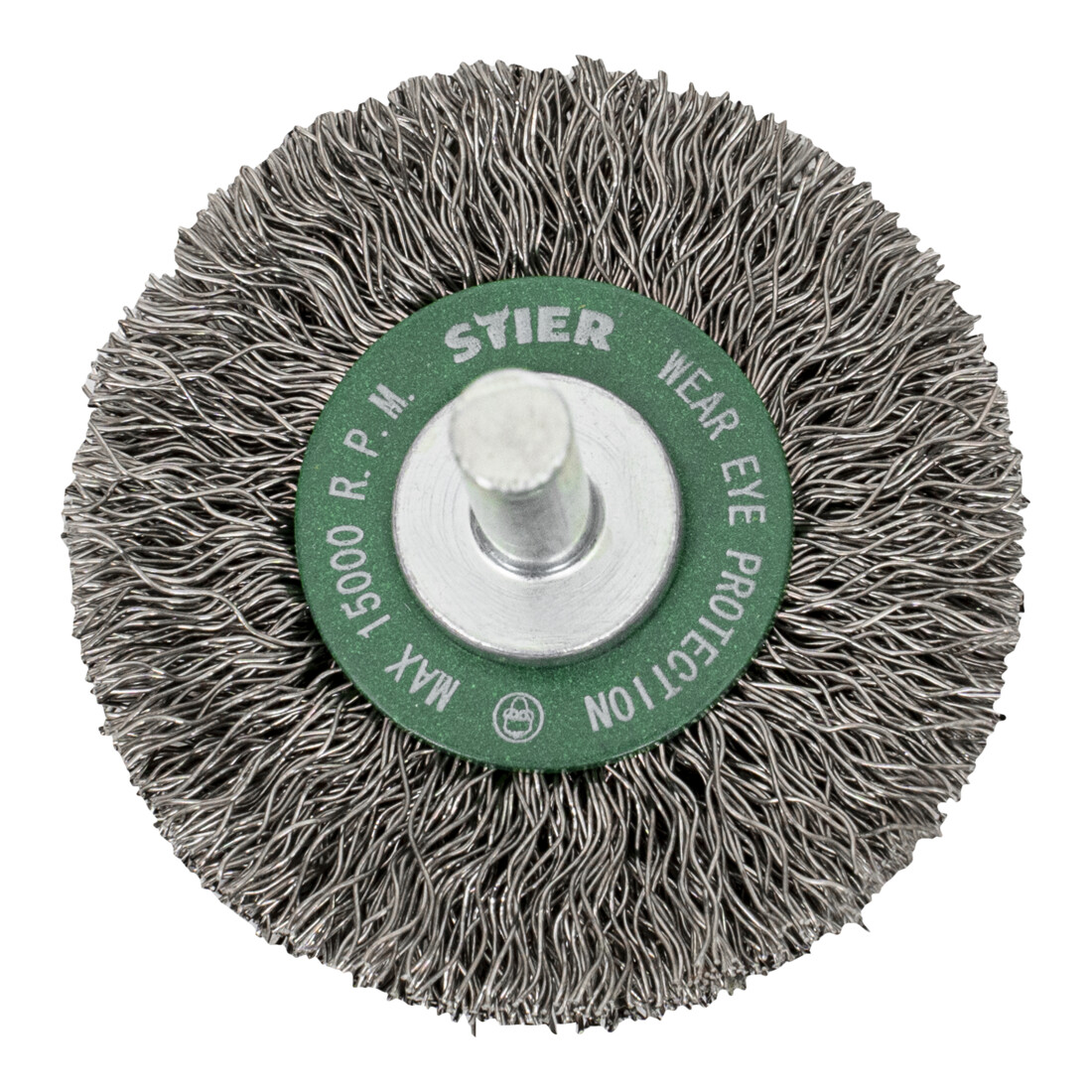 Brosse circulaire STIER, diamètre de queue 6 mm, 0,3 mm, ondulée, acier inoxydable