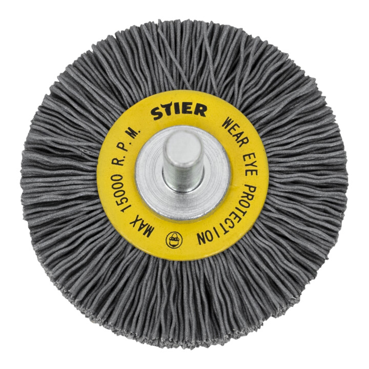 Brosse circulaire STIER Ø 50 mm, diamètre de queue 6 mm, 0,6 mm, ondulée, carbure de silicium