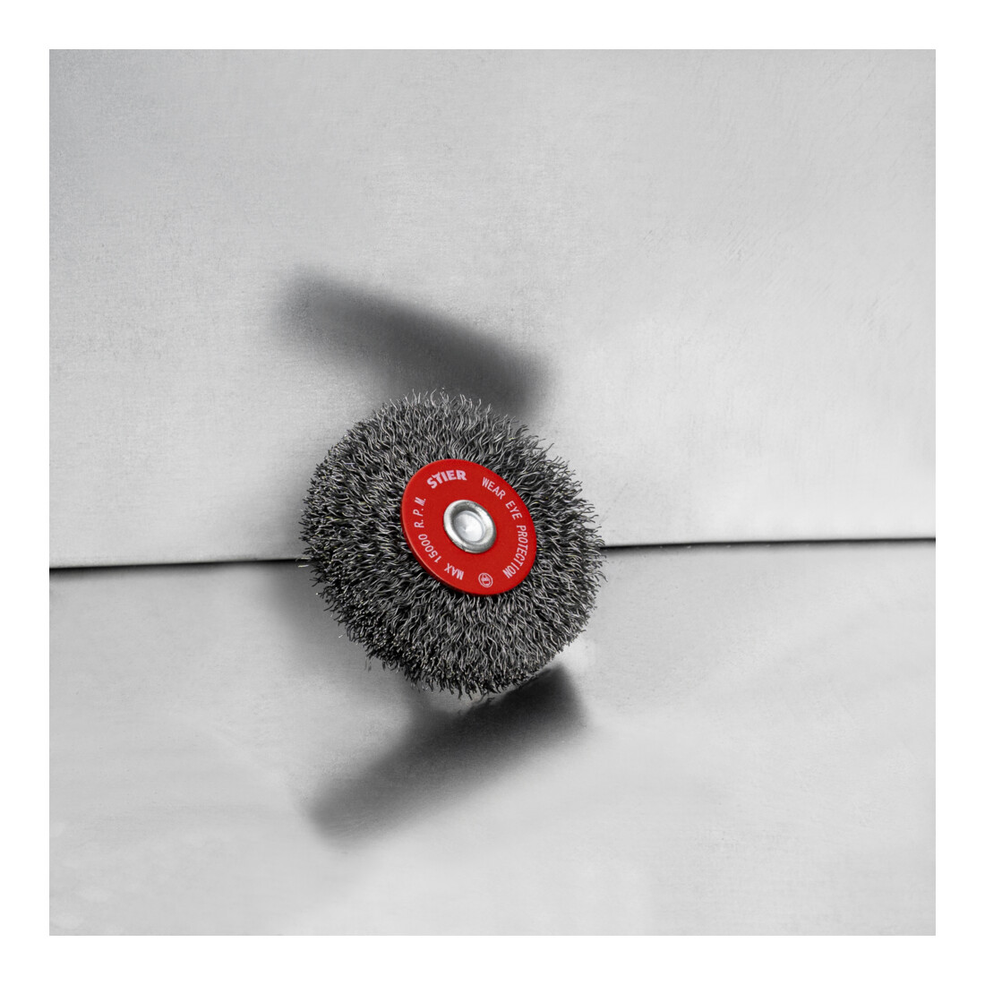 STIER Brosse de roue, tige Ø 6 mm, sertie, acier