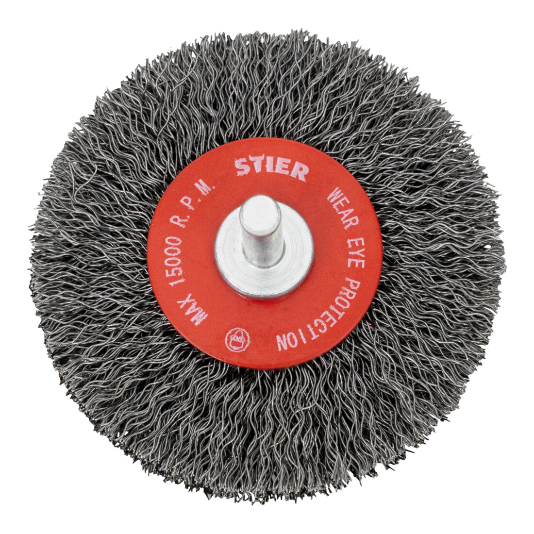 STIER Brosse de roue, tige Ø 6 mm, sertie, acier