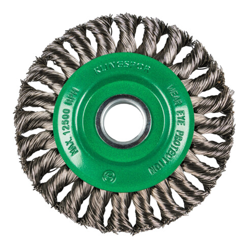 Brosse circulaire torsadée Klingspor BR 600 Z à une rangée, 115 x 14 mm, filet M 14 0,5 acier