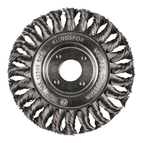 Brosse circulaire torsadée Klingspor simple rangée Nombre de rangées 1 125 x 14 x 22,23 mm 0,5 Acier