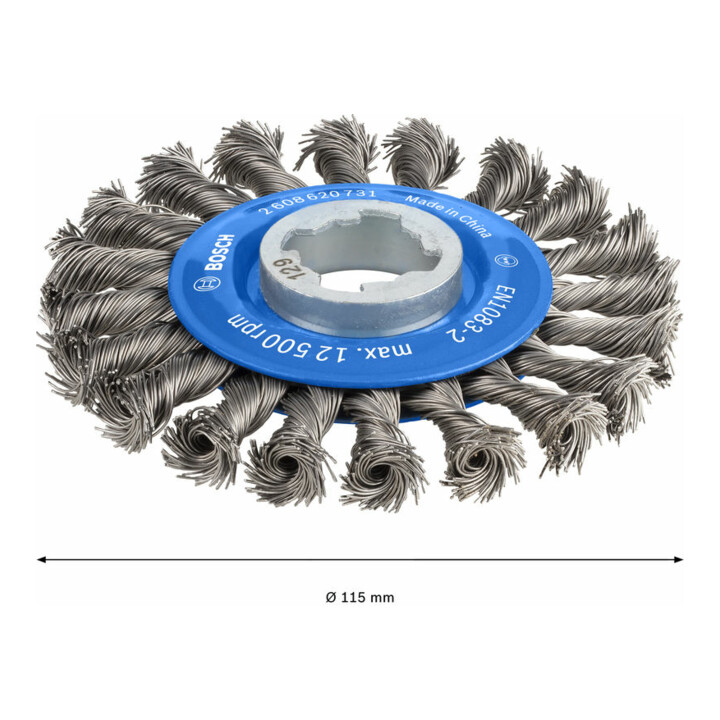 Brosse circulaire X-LOCK 115 mm à fils d'acier torsadés 115 mm, 0,5 mm, 12 mm, X-LOCK