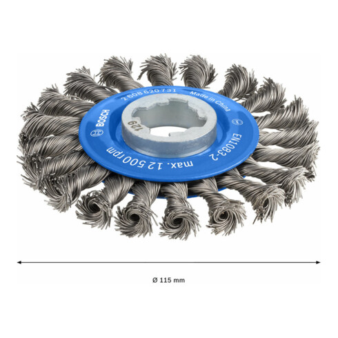 Brosse circulaire X-LOCK 115 mm à fils d'acier torsadés 115 mm, 0,5 mm, 12 mm, X-LOCK