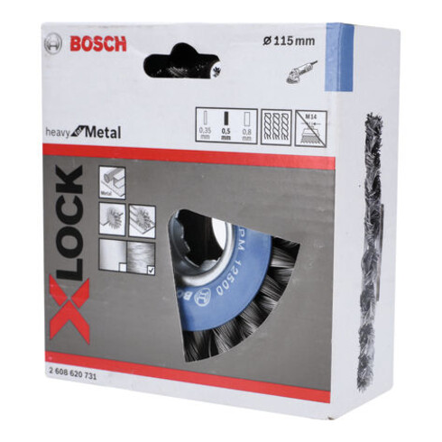 Brosse circulaire X-LOCK 115 mm à fils d'acier torsadés 115 mm, 0,5 mm, 12 mm, X-LOCK