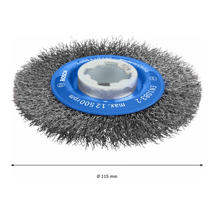 Brosse circulaire X-LOCK à 115 fils d’acier ondulés 115 mm, 0,3 mm, X-LOCK