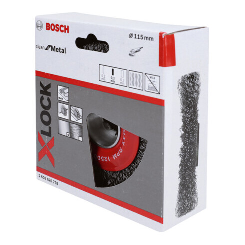 Brosse circulaire X-LOCK à 115 fils d’acier ondulés 115 mm, 0,3 mm, X-LOCK