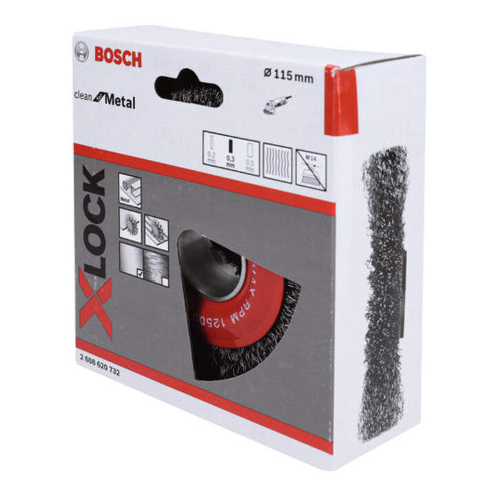 Brosse circulaire X-LOCK à 115 fils d’acier ondulés 115 mm, 0,3 mm, X-LOCK
