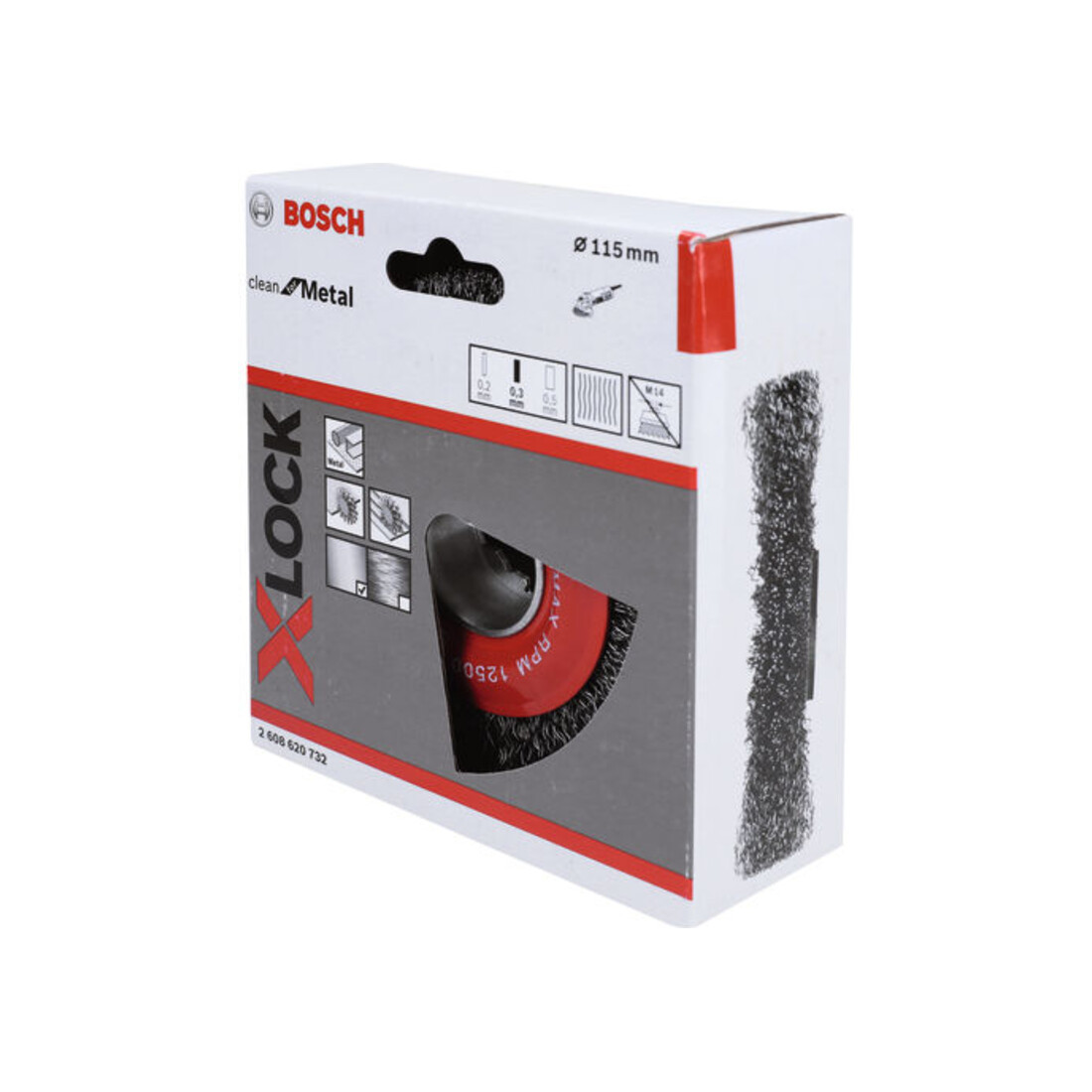 Brosse circulaire X-LOCK à 115 fils d’acier ondulés 115 mm, 0,3 mm, X-LOCK