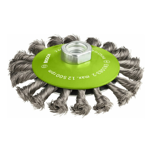 Brosse conique 115 mm à fils d'inox torsadés 115 mm, 0,35 mm, M14