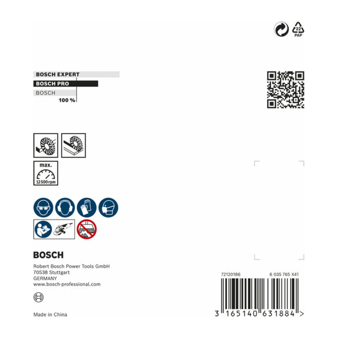 Brosse conique Bosch 100 mm à fils d'inox ondulés 100 mm, 0,35 mm, M14