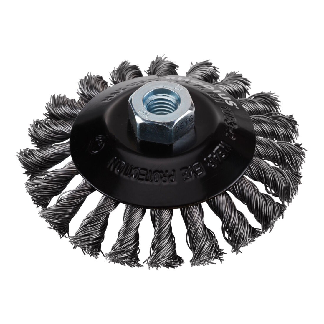 Brosse conique en acier Rhodius SKBZ, avec fil d'acier torsadé pour utilisation sur meuleuses d'angle, 115 x 15 x 20 x M14 mm