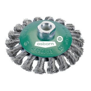 Brosse conique Osborn D115x15 mm, filetage M14x2,0 acier inoxydable noué T20