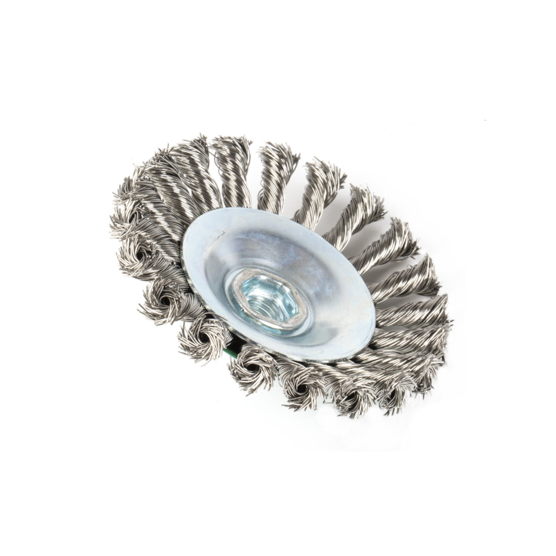 Brosse conique STIER Ø 115 mm, M14, 0,5 mm, torsadée, acier inox V2A