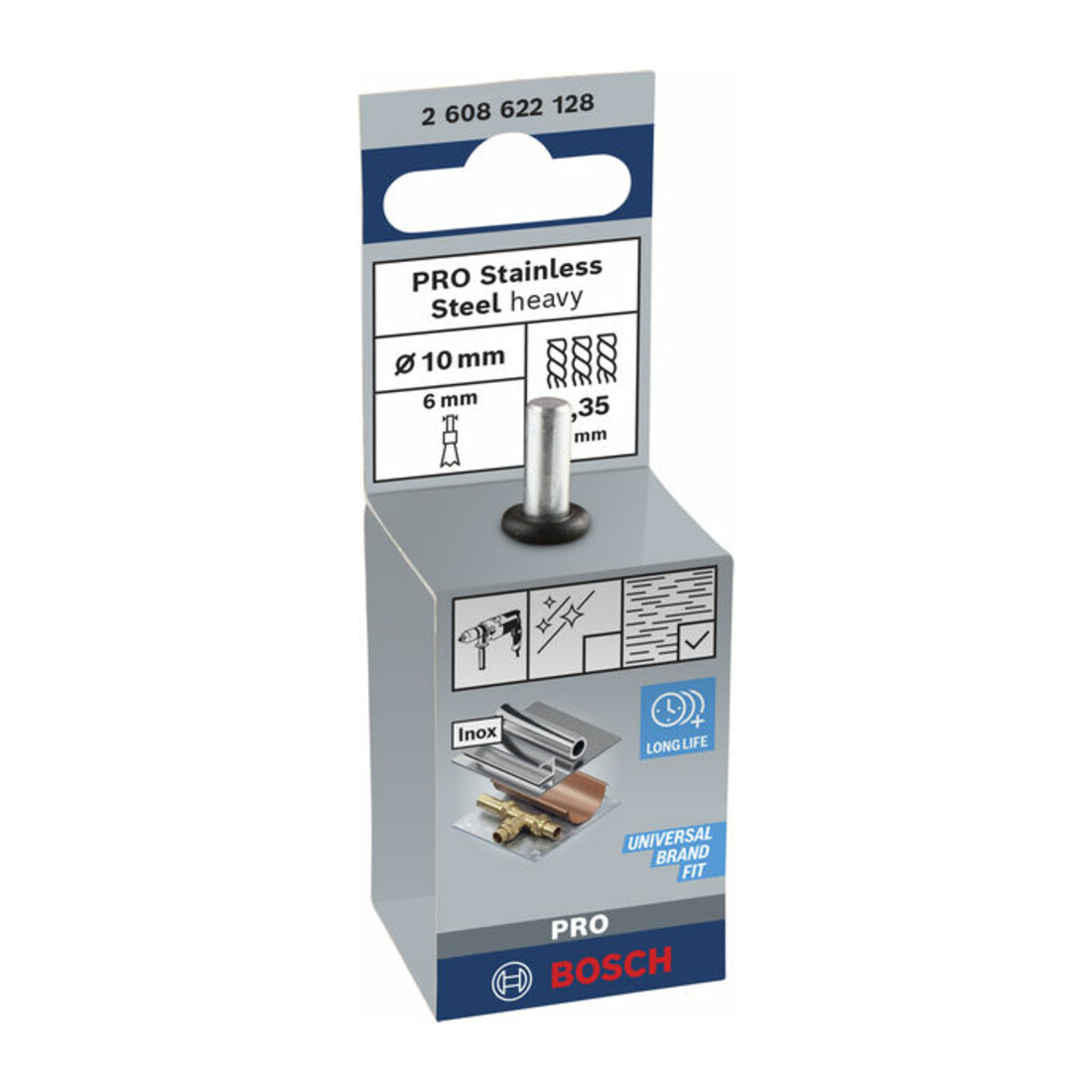 Brosse pinceau 10 mm à fils d'inox torsadés 0,35 mm 10 mm, 0,35 mm