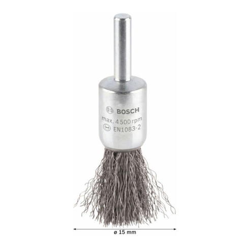 Brosse pinceau 15 mm à fils d'acier ondulés 0,2 mm 15 mm, 0,2 mm