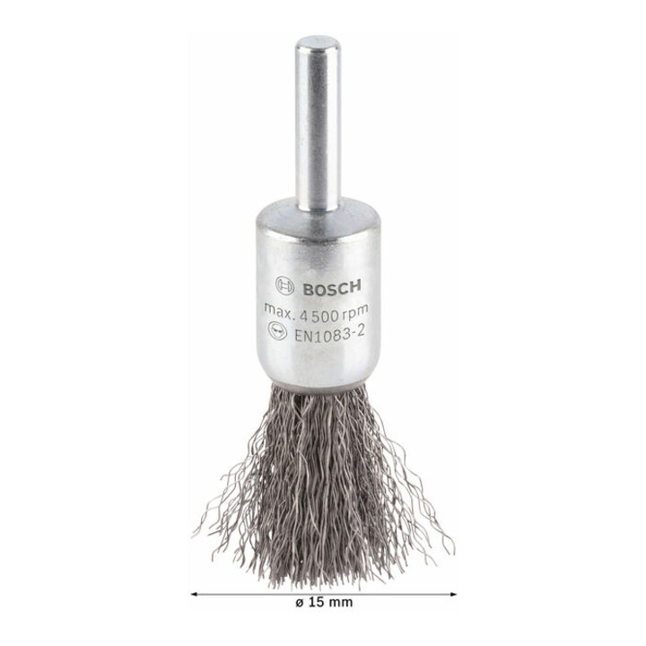 Brosse pinceau 15 mm à fils d'acier ondulés 0,2 mm 15 mm, 0,2 mm