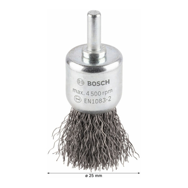 Brosse pinceau 25 mm à fils d'acier ondulés 0,3 mm 25 mm, 0,3 mm