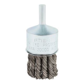 STIER brosse tête de brosse, tige Ø 6 mm, nouée, acier