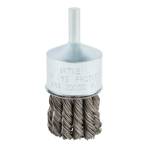 STIER brosse tête de brosse, tige Ø 6 mm, nouée, acier