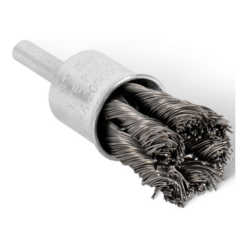 STIER brosse tête de brosse, tige Ø 6 mm, nouée, acier