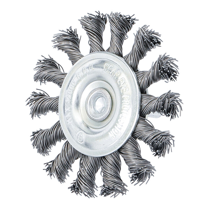 Brosse plate arbre d'entraînement 6 mm tressée Ø 75 mm BGS