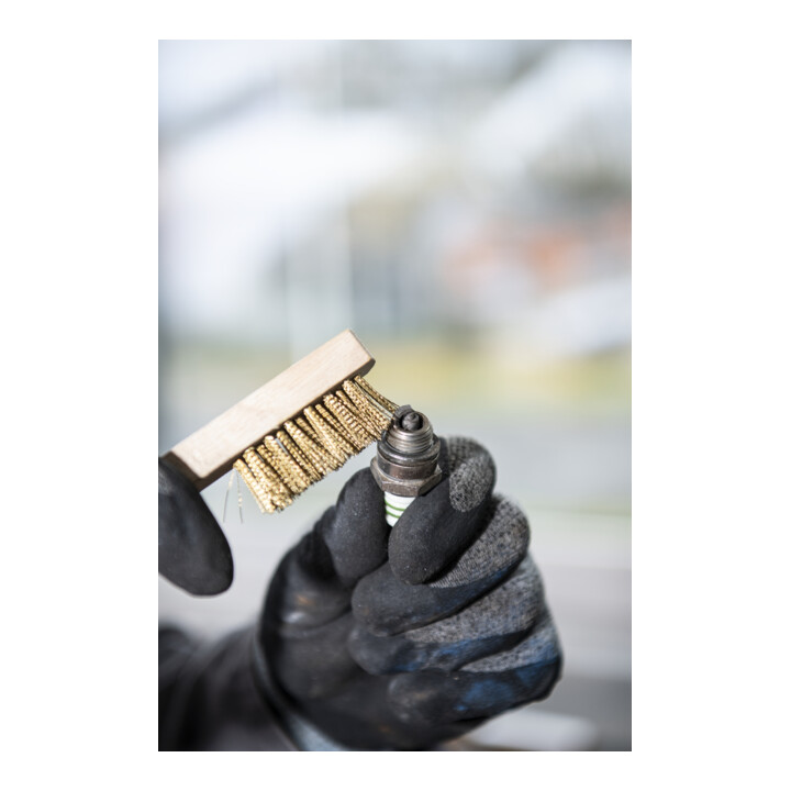 Brosse pour bougies d'allumage Klingspor nombre de rangées 3, 45 x 15 x 150 mm manche en bois 0,17 acier inoxydable