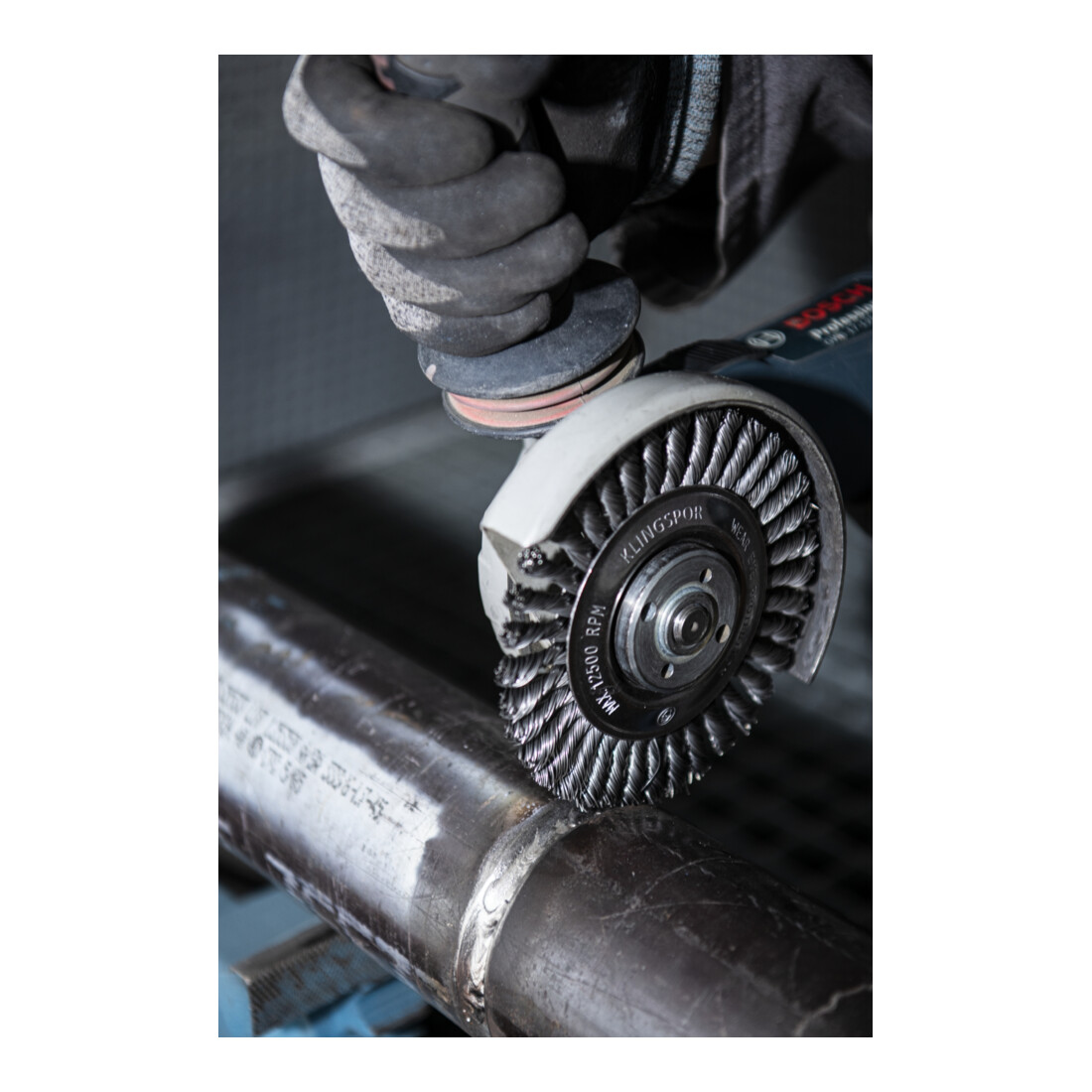 Brosse pour pipelines dentée Klingspor, nombre de rangées 1, 0,5 acier