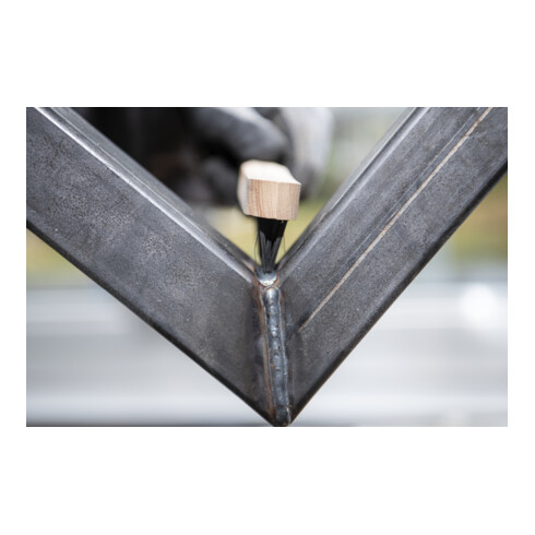 Brosse pour soudures d'angle Klingspor, nombre de rangées 3, 125 x 25 x 290 mm manche en bois 0,3 acier inoxydable