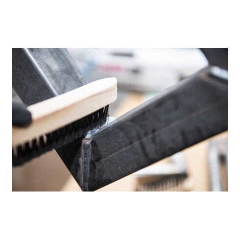 Brosse pour soudures d'angle Klingspor, nombre de rangées 3, 125 x 25 x 290 mm manche en bois 0,3 acier inoxydable