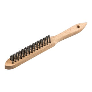 Brosse pour soudures d'angle Klingspor, nombre de rangées 3, 125 x 25 x 290 mm manche en bois 0,35 acier
