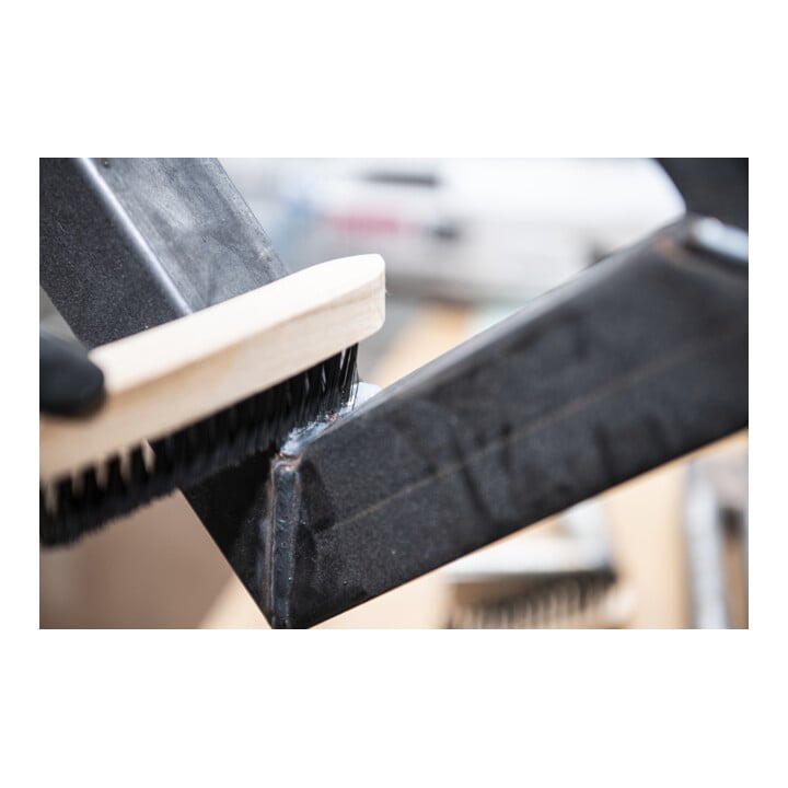 Brosse pour soudures d'angle Klingspor, nombre de rangées 3, 125 x 25 x 290 mm manche en bois 0,35 acier