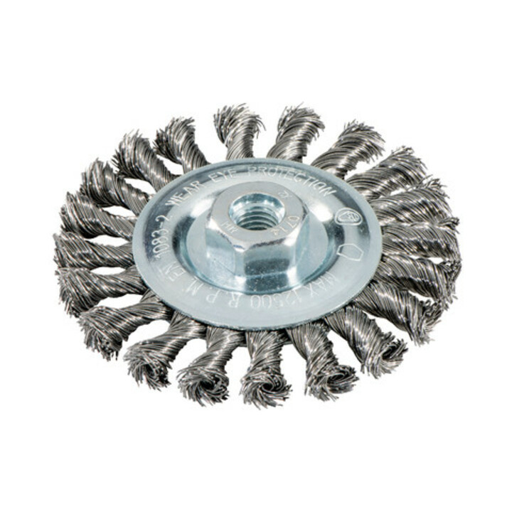 Brosse ronde 115x0,5x10 mm/ M14, acier, torsadé metabo