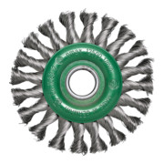 Brosse ronde Osborn D125x13, alésage 22,2 mm, fil d'acier inoxydable noué 0,50 mm T28 raccord vert