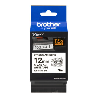 BROTHER Beschriftungsband TZe-S231 12mm weiß/schwarz